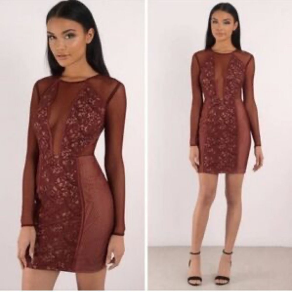 TJD The Jetset Diaries Lace Cutout Mini Dress Maroon Cream Women’s Small